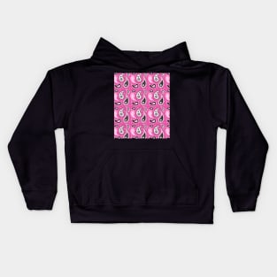 Pink Black Paisley Pattern Kids Hoodie